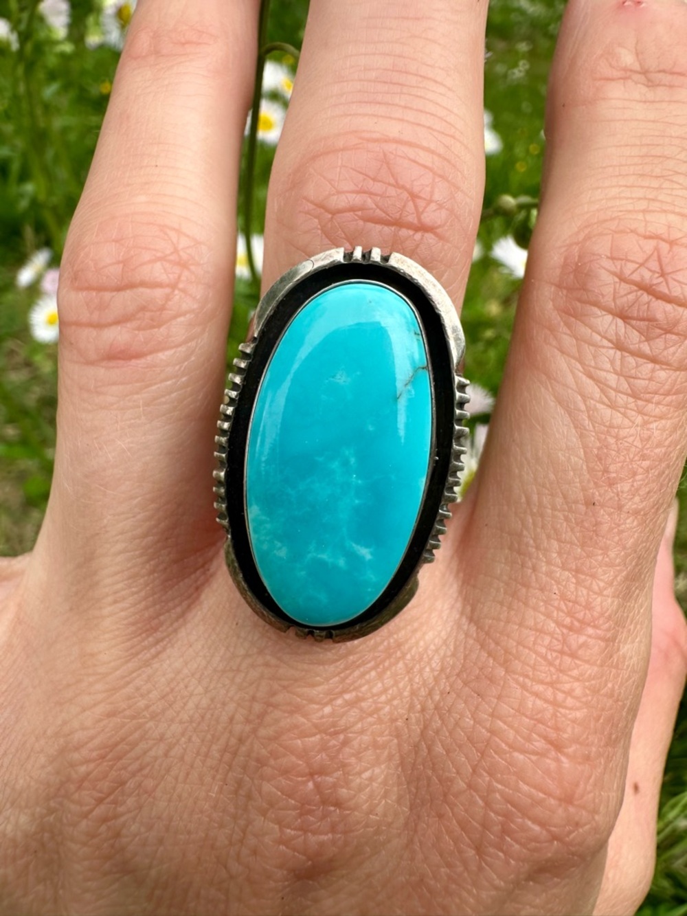 Kingman Turquoise Ring with Five Prong Ring Shank - Picture 4 of 6